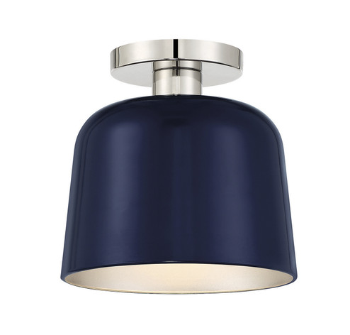 One Light Flush Mount in Navy Blue with Polished Nickel (446|M60067NBLPN)