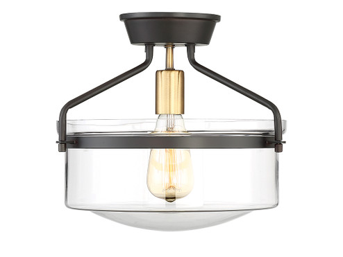 Msemi One Light Semi-Flush Mount in Oil Rubbed Bronze with Natural Brass (446|M60011ORBNB)