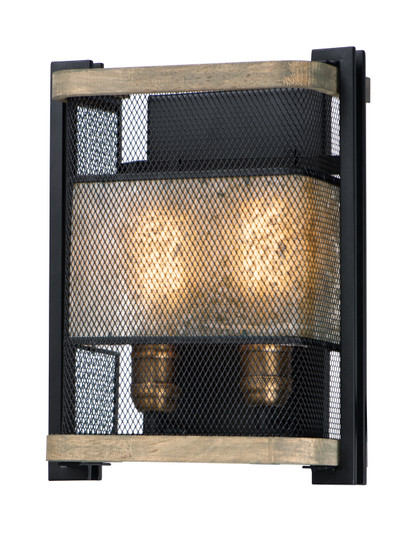Boundry Two Light Wall Sconce in Black / Barn Wood / Antique Brass (16|27562BKBWAB)