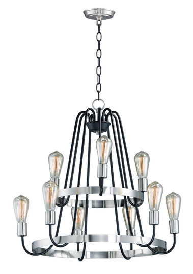 Haven Nine Light Chandelier in Black / Satin Nickel (16|11737BKSN)