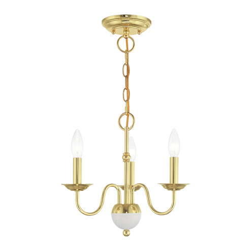 Windsor Three Light Mini Chandelier in Polished Brass w/ White (107|52163-02)