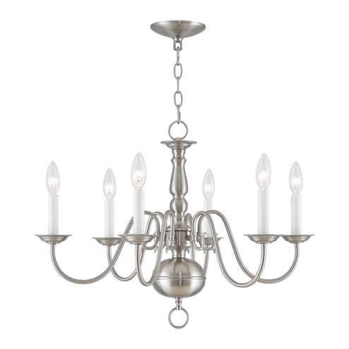 Williamsburgh Six Light Chandelier in Brushed Nickel (107|5006-91)