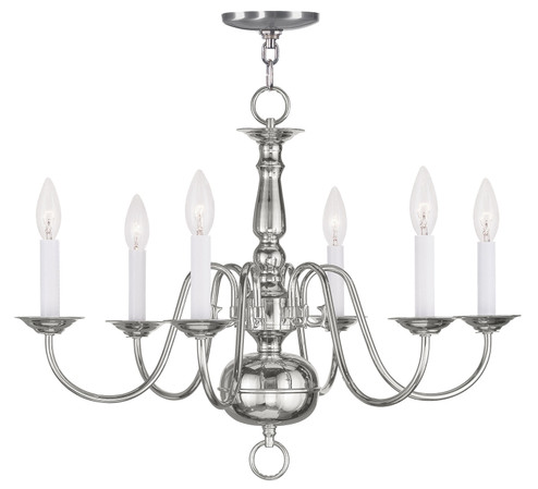 Williamsburgh Six Light Chandelier in Polished Nickel (107|5006-35)