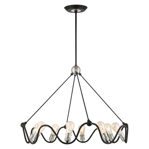 Archer Eight Light Chandelier in Textured Black w/ Brushed Nickels (107|49736-14)