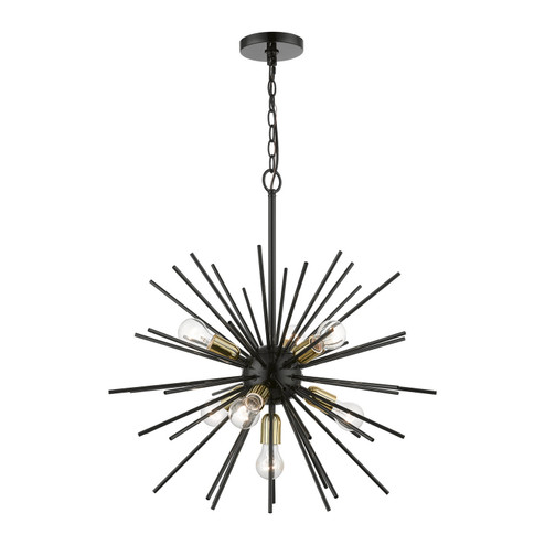 Tribeca Seven Light Chandelier in Shiny Black w/Polished Brass (107|46175-68)