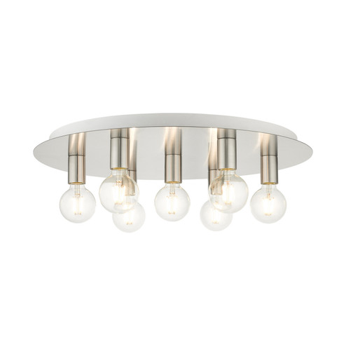 Hillview Seven Light Flush Mount in Brushed Nickel w/ White Canopy (107|45876-91)