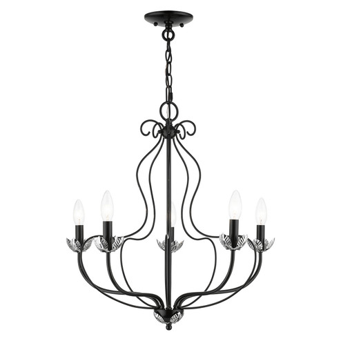 Katarina Five Light Chandelier in Shiny Black w/ Polished Chromes (107|42905-68)