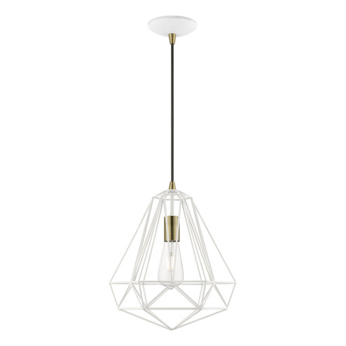 Knox One Light Pendant in Textured White w/Antique Brass (107|41324-13)