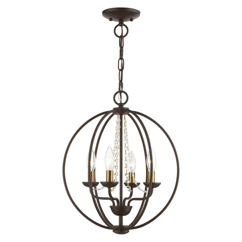 Arabella Four Light Convertible Chandelier/ Semi-Flush in Bronze w/Antique Brass Finish Candles (107|40914-07)