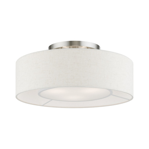 Ellsworth Three Light Semi-Flush Mount in Brushed Nickel w/Shiny White (107|40143-91)