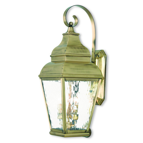 Exeter Three Light Outdoor Wall Lantern in Antique Brass (107|2605-01)