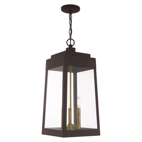 Oslo Three Light Outdoor Pendant in Bronze w/ Antique Brasss (107|20860-07)