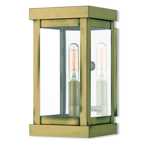 Hopewell One Light Outdoor Wall Lantern in Antique Brass w/ Polished Chrome Stainless Steel (107|20701-01)