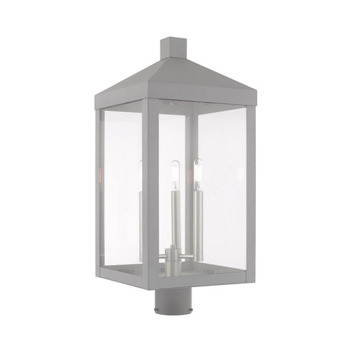 Nyack Three Light Post-Top Lanterm in Nordic Gray w/ Brushed Nickels (107|20586-80)