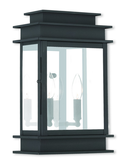 Princeton Two Light Outdoor Wall Lantern in Black w/ Polished Chrome Stainless Steel (107|2016-04)