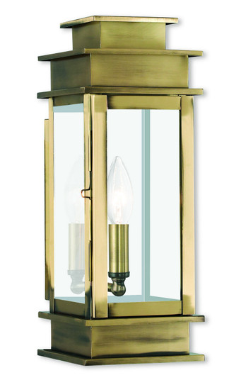 Princeton One Light Outdoor Wall Lantern in Antique Brass w/ Polished Chrome Stainless Steel (107|2013-01)