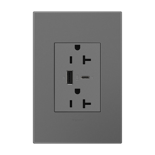 Adorne Dual-Usb, Tamper-Resistant, Hybrid, Outlet in Magnesium (246|ARTRUSB206ACM4)