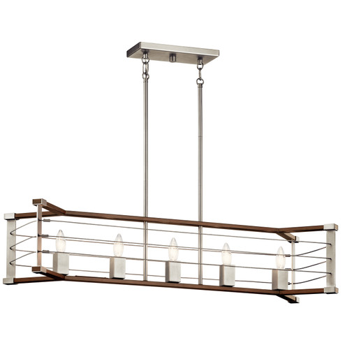 Lente Five Light Linear Chandelier in Brushed Nickel (12|44250NI)