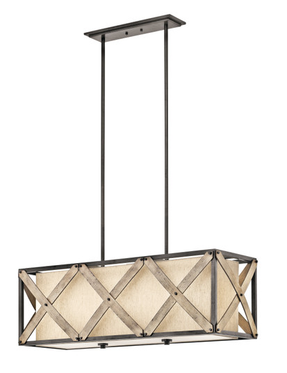 Cahoon Three Light Linear Chandelier in Anvil Iron (12|43774AVI)