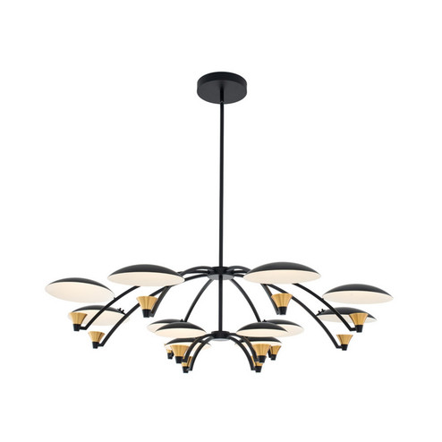 Redding LED Chandelier in Matte Black w White and Brass Accent (33|513673BWB)