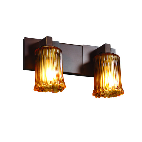 Veneto Luce Two Light Bath Bar in Dark Bronze (102|GLA-8922-16-AMBR-DBRZ)