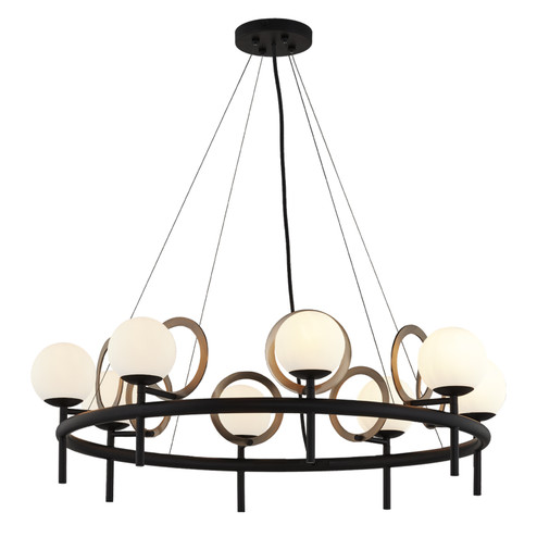 Fusion LED Chandelier in Matte Black w/ Brass Ring (102|FSN-4228-OPAL-MBBR)