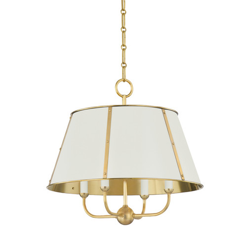 Cambridge Four Light Chandelier in Aged Brass/Off White (70|MDS120-AGB/OW)