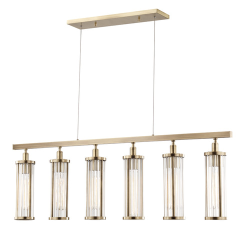 Marley Six Light Island Pendant in Aged Brass (70|9146-AGB)