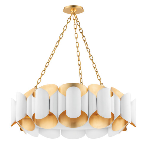 Banks 12 Light Chandelier in Gold Leaf/White (70|8534-GL/WH)