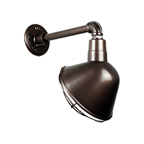 Angle Shade One Light Outdoor Gooseneck Light in Oil Rubbed Bronze (381|H-QSN18112-SA-145/QSNB-44-145/QSNWGR-12``-145)