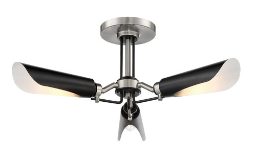 Turbine Three Light Semi Flush Mount in Coal With Brushed Nickel (42|P1693-691)