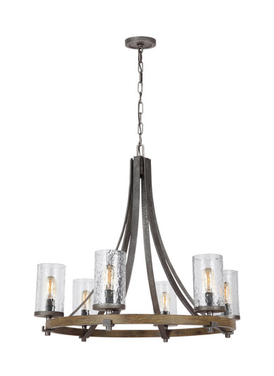 Angelo Six Light Chandelier in Distressed Weathered Oak / Slate Grey Metal (454|F3134/6DWK/SGM)