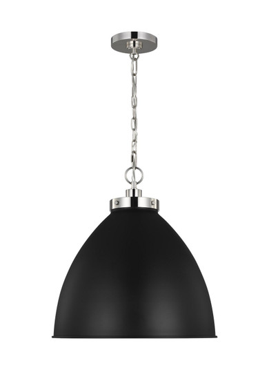 Wellfleet One Light Pendant in Midnight Black and Polished Nickel (454|CP1301MBKPN)