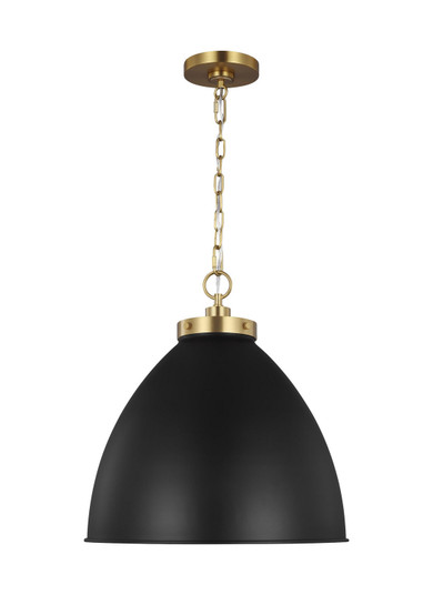 Wellfleet One Light Pendant in Midnight Black and Burnished Brass (454|CP1301MBKBBS)