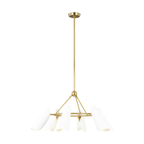 Tresa Six Light Chandelier in Matte White and Burnished Brass (454|AEC1036BBSMWT)