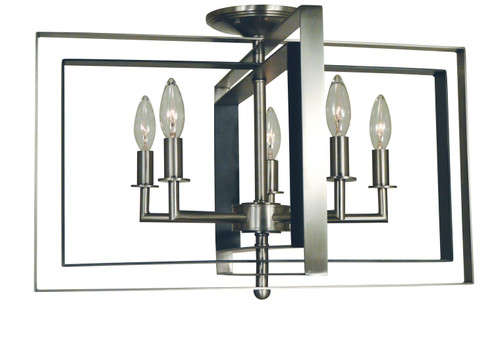 Symmetry Five Light Flush / Semi-Flush Mount in Antique Brass with Matte Black Accents (8|4862 AB/MBLACK)