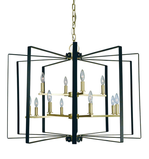 Camille 12 Light Foyer Chandelier in Satin Brass with Matte Black Accents (8|3058 SB/MBLACK)