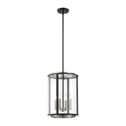 Tambouro Four Light Lantern in Matte Black With Satin Nickel (40|38275-012)