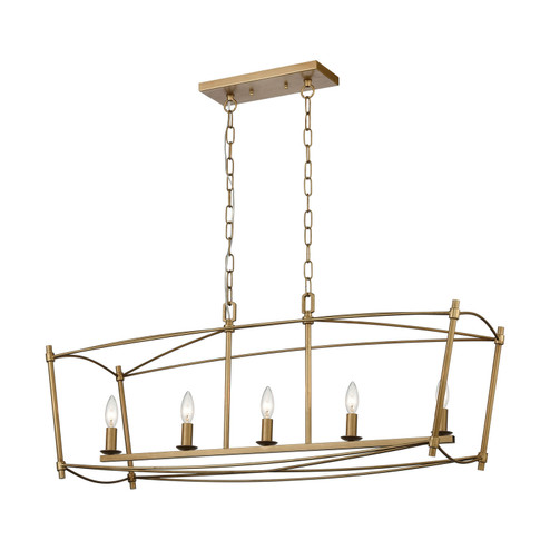 Trapan Five Light Linear Chandelier in Aged Gold (45|D4462)