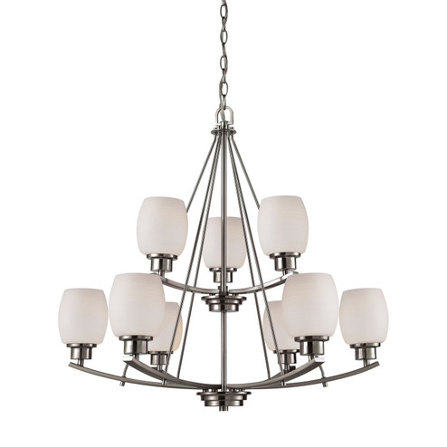 Casual Mission Nine Light Chandelier in Brushed Nickel (45|CN170922)