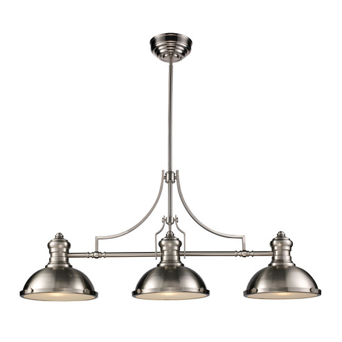 Chadwick Three Light Linear Chandelier in Satin Nickel (45|66125-3)