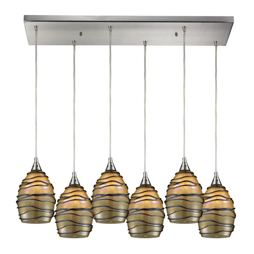 Vines Six Light Pendant in Satin Nickel (45|31142/6RC)