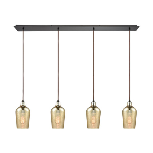 Hammered Glass Four Light Pendant in Oil Rubbed Bronze (45|10840/4LP)