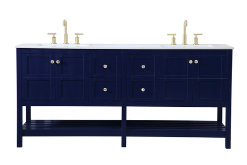 Theo Double Bathroom Vanity in Blue (173|VF16472DBL)