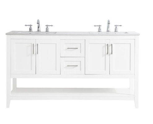 aubrey Double Bathroom Vanity in White (173|VF16060DWH)