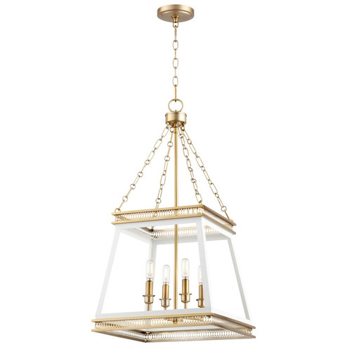 Four Light Pendant in White And Aged Brass (208|10905)