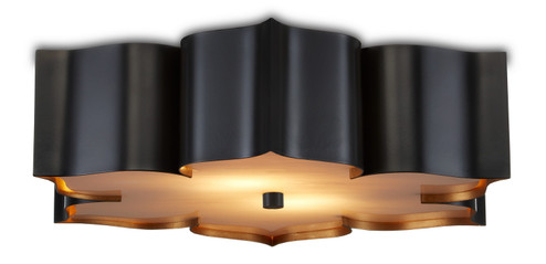 Grand Lotus Two Light Flush Mount in Satin Black /Contemporary Gold (142|9999-0060)