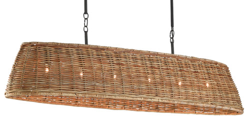 Basket Six Light Chandelier in Blacksmith/Natural (142|9000-0462)