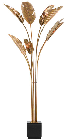 Tropical Nine Light Floor Lamp in Vintage Brass/Black (142|8000-0075)