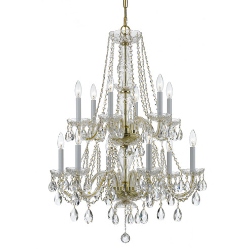 Traditional Crystal 12 Light Chandelier in Polished Brass (60|1137-PB-CL-MWP)